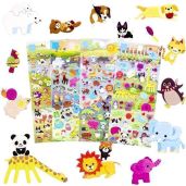 IMNEXT2U 3D Puffy Stickers for Kids - Reusable Animal Stickers for Toddlers, Boys & Girls (Zoo Theme, 4 Sheets)