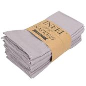 INFEI Light Grey Cotton Linen Napkins Set of 12 - Perfect for Events & Home Use (40x40 cm)