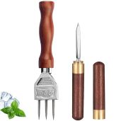 Ice Pick Set of 2 Stainless Steel Three Pronged Ice Picks with Non-Slip Wood Handle Durable Bartender Tool 7 Inch