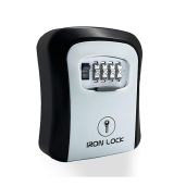 Iron Lock Key Lock Box Wall Mount 4 Digit Combination Waterproof Indoor Outdoor for Spare House Keys 5 Capacity