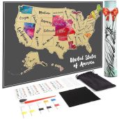 JARLINK Scratch Off USA Map Poster 12x17 Personalized Travel Map with Accessories Perfect Gift for Travelers