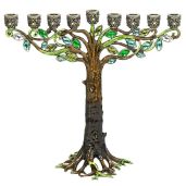 Olivia Riegel Hanukkah Menorah Tree of Life with Swarovski Crystals for Jewish Celebrations