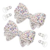 Sparkly Rhinestone Bow Shoe Clips - Fashionable Shoe Decorations to Make Your Shoes Shine Brighter (2 Pcs, White)