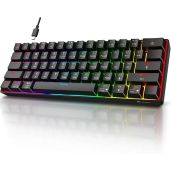 KOORUI 60% Gaming Keyboards, 61 Keys Wired Ultra-Compact Mechanical Keyboard 26 RGB Backlit with Red Switch Mini Keyboards for Windows MacOS Linux