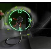 Kbinter USB LED Clock Fan: Portable 90mm Gooseneck Fan for Home, Office & Travel - Time Display & LED Light