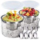 LIMOEASY Chilled Dip Bowl Set 25oz with Lid Perfect for Parties Cold Serving Dish for Hummus Salsa Guacamole Sauces and Pasta