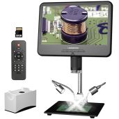LINKMICRO LM210 10.1 Inch LCD Coin Digital Microscope Full View for Error Coins Soldering Electronics Repair 260X Magnifier with Lights
