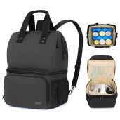 Buy LUXJA Breast Pump Bag - 2 Compartments & Versatile Wear Options for Major Pumps - Stylish Black Cooler Bag