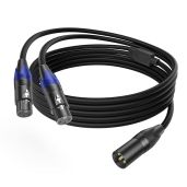 LanSenSu Male to Dual XLR Y-Splitter, 6.6ft 3pin to Dual XLR Male Balanced Mic Audio Cable (1Pack)