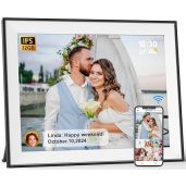 Large Digital Photo Frame 17 Inch Smart Touch Screen Picture Album 32GB Light Sensor App Email Free Cloud Storage Wall Mountable Home Decor