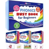 Learn to Read Phonics Busy Book Set for Kids Ages 4-8 with 60 Activities to Master CVC and Sight Words in 4 Weeks