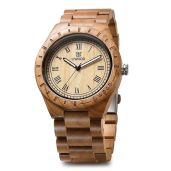 LeeEv Men's Lightweight Uwood Series: Handmade Sandalwood Analog Quartz Watch with Vintage Roman Numerals