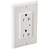 Leviton 5380-W 20 Amp Decora Plus Duplex Receptacle - Industrial Grade Surge Protection with Indicator Light