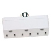 Leviton 698-W Triple Outlet Adapter: 15 Amp, 125 Volt Grounding Solution in White