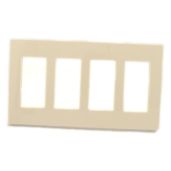 Leviton 80312-ST 4-Gang Screwless Wallplate in Light Almond - Easy Snap-On Installation