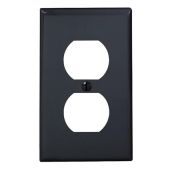 Leviton 80703-E Black 1-Gang Duplex Wallplate - Durable Thermoplastic Nylon Device Mount