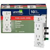 Leviton E5325-MW Decora Edge 15 Amp Tamper-Resistant Duplex Outlets - 10-Pack, White | Durable & Safe Electrical Solutions