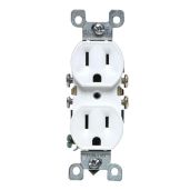 Leviton M12-05320-WMP 15 Amp Duplex Receptacle, Grounded White 10-Pack - Reliable Electrical Outlets for Home & Office