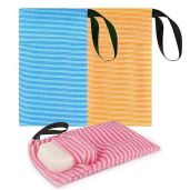 Linkidea 3 Pack Stripes Soap Bags: Exfoliating Sponge Holders for Bath Bars & Soap Saver Pouches