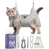 Loflaze Dog Grooming Hammock Harness with Nail Clipper for Dogs and Cats Grey XS Ideal for Trimming and Clipping Nails