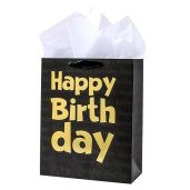 Loveinside Black Birthday Gift Bag with Tissue Paper for Parties Baby Showers and More 13x10x5 Inches 1 Piece