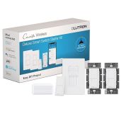 Lutron Caseta Smart Lighting Kit w/ Hub, 2 Original Switches, Pico Remotes, &amp; More, for Light Bulbs and Fans, Works w/ Alexa, Apple Homekit, Google Home, 5A / Neutral Required, P-BDG-PKG2WS-WH