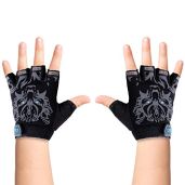 Luwint Kids Sport Gloves for Fishing Workout Cycling Training Ages 4 to 12 Black