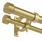 Lwiiom Adjustable Brass Double Curtain Rods 72 to 144 Inches for Drapes and Curtains with End Caps