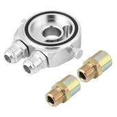 M20 x 1.5 Universal Aluminum Alloy Oil Filter Cooler Sandwich Plate Adapter 1/8 NPT Oil Cooler Kit Silver