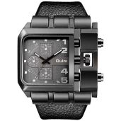 MASTOP Large Dial Quartz Men's Watch - Casual Black Leather Square Design for Unique Style