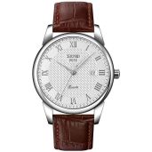 MASTOP Mens Quartz Watch Roman Numeral Business Casual Fashion Analog Wrist Watch Classic Calendar Date Window 30M Waterproof Comfortable Leather Watches (Brown)