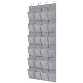 MISSLO Over The Door Shoe Organizer with 24 Large Mesh Pockets for Efficient Closet Storage in Gray