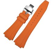 MOD Kit Fluororubber Strap for Casio G-Shock GM2100 - Orange Rubber Watchband with Silver Buckle & Tool