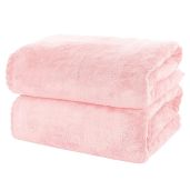 MOONQUEEN 2 Pack Premium Quick-Dry Microfiber Bath Towels - Highly Absorbent Coral Velvet for Fitness, Shower & Yoga (Pink)