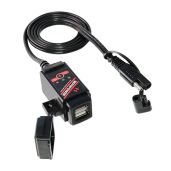 MOTOPOWER MP0608A 3.1Amp Motorcycle Dual USB Port SAE to USB Adapter Battery Monitor with Switch Control and LED Indicator