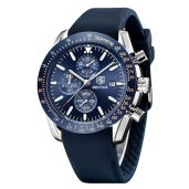 Shop BENAYR Men's Casual Chronograph Watches - Waterproof Sports & Business Styles in Silver/Blue