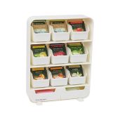 "Mind Reader Bag Tea Station Organizer - Stylish Countertop Storage for Kitchen, 10.25"L x 3.25"W x 13.75"H, White Plastic"