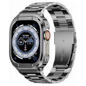 MioHHR Stainless Steel Band and Case Compatible with Apple Watch Band 49mm, Men Metal Protective Bumper Cover for iWatch Series Ultra 3 2 1, Space