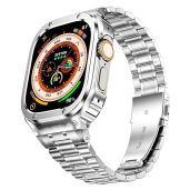 MioHHR Stainless Steel Watch Band with Case Compatible with Apple Watch Ultra3 2 1(49mm),Rugged Strap with Metal Protective Bumper Cover for iWatch