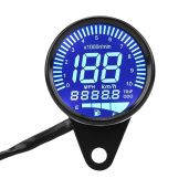 Universal Motorcycle LED Digital Speedometer & Tachometer - Black Speed Gauge with Oil Level Meter