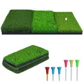 NEWCARE 3-in-1 Golf Hitting Mat: Portable Indoor/Outdoor Practice for Chipping & Swing Detection
