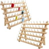 Brothread 2X60 Spools Wooden Thread Rack - Perfect Organizer for Embroidery, Quilting & Sewing Threads