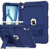 OKP Heavy Duty Shockproof Case for New iPad Air 13 inch M2 2024 with Pencil Holder and Stand Navy Blue
