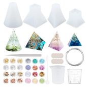 OLYCRAFT 52pcs Pyramid Molds Kit: Silicone Cone Molds for Resin Crafts, Soap & Candle Making with Glitter Accessories