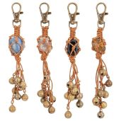 OLYCRAFT 8Pcs Witch Bells for Door with Natural Gemstone Witch Bells Keychain Witch Hanging Bells Witchcraft Supplies for DIY Keychain Boho Home