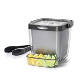 "OXO Good Grips Double Wall Ice Bucket with Tongs & Garnish Tray - Gray, 7.37"L x 8.5"W x 7.5"H for Perfect Entertaining"