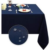 Obstal Navy Blue Rectangle Tablecloth - Oil-Proof, Spill-Proof & Water-Resistant Microfiber for Indoor/Outdoor Use (60x84 Inch)