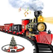 OleFun Electric Train Set with Water Steam Sounds and Lights Model Christmas Train for Kids Ages 3 to 8 Perfect Under the Tree Gift