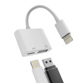 OTG Adapter Lightning Male to USB Female for iPhone 13/12/11 & iPad - Charger Cable & Memory Stick Connector