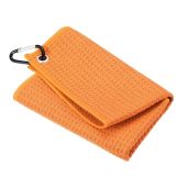 PATIKIL 12"x12" Tri-Fold Golf Towels, Waffle Pattern Towels Soft Fiber Strong Water Absorption with D Clip for Golf Lovers, Orange